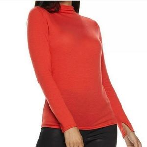 Red Mockneck Lightweight Sweater